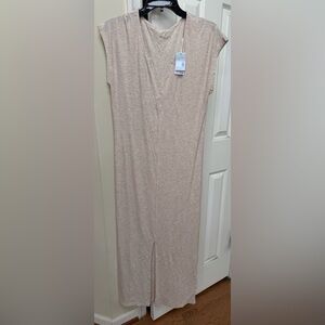 Primary Beige Sleeveless Maxi knit rib Dress
